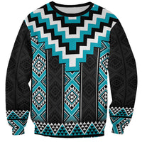 Turquoise Taniko Pattern Aotearoa Sweatshirt Niho Taniwha Mix Poutama LT14 Unisex Turquoise - Polynesian Pride