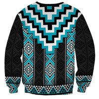 Turquoise Taniko Pattern Aotearoa Sweatshirt Niho Taniwha Mix Poutama LT14 - Polynesian Pride