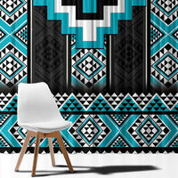 Turquoise Taniko Pattern Aotearoa Window Curtain Niho Taniwha Mix Poutama