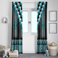 Turquoise Taniko Pattern Aotearoa Window Curtain Niho Taniwha Mix Poutama
