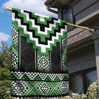Green Taniko Pattern Aotearoa Garden Flag Niho Taniwha Mix Poutama