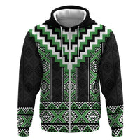 Green Taniko Pattern Aotearoa Hoodie Niho Taniwha Mix Poutama LT14