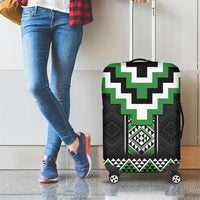 Green Taniko Pattern Aotearoa Luggage Cover Niho Taniwha Mix Poutama