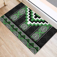 Green Taniko Pattern Aotearoa Rubber Doormat Niho Taniwha Mix Poutama LT14 - Polynesian Pride