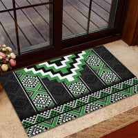 Green Taniko Pattern Aotearoa Rubber Doormat Niho Taniwha Mix Poutama LT14 - Polynesian Pride