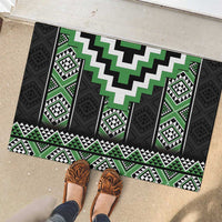 Green Taniko Pattern Aotearoa Rubber Doormat Niho Taniwha Mix Poutama LT14 - Polynesian Pride