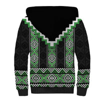 Green Taniko Pattern Aotearoa Sherpa Hoodie Niho Taniwha Mix Poutama LT14