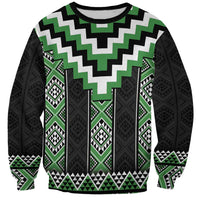 Green Taniko Pattern Aotearoa Sweatshirt Niho Taniwha Mix Poutama LT14 Unisex Green - Polynesian Pride