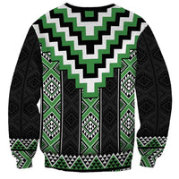 Green Taniko Pattern Aotearoa Sweatshirt Niho Taniwha Mix Poutama LT14 - Polynesian Pride