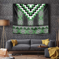 Green Taniko Pattern Aotearoa Tapestry Niho Taniwha Mix Poutama