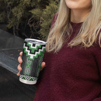 Green Taniko Pattern Aotearoa Tumbler Cup Niho Taniwha Mix Poutama LT14 - Polynesian Pride