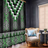 Green Taniko Pattern Aotearoa Window Curtain Niho Taniwha Mix Poutama