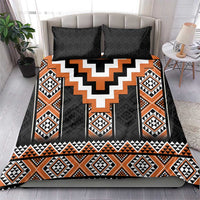 Orange Taniko Pattern Aotearoa Bedding Set Niho Taniwha Mix Poutama