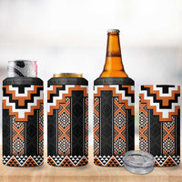 Orange Taniko Pattern Aotearoa 4 in 1 Can Cooler Tumbler Niho Taniwha Mix Poutama LT14
