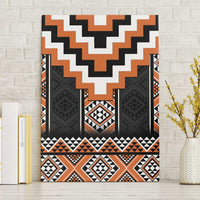 Orange Taniko Pattern Aotearoa Canvas Wall Art Niho Taniwha Mix Poutama