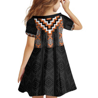 Orange Taniko Pattern Aotearoa Family Matching Puletasi and Hawaiian Shirt Niho Taniwha Mix Poutama LT14 - Polynesian Pride