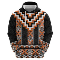 Orange Taniko Pattern Aotearoa Hoodie Niho Taniwha Mix Poutama LT14