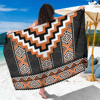 Orange Taniko Pattern Aotearoa Sarong Niho Taniwha Mix Poutama