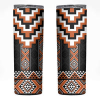 Orange Taniko Pattern Aotearoa Skinny Tumbler Niho Taniwha Mix Poutama LT14