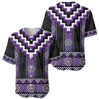 Purple Taniko Pattern Aotearoa Baseball Jersey Niho Taniwha Mix Poutama LT14 - Polynesian Pride