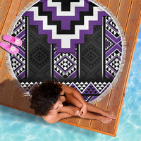 Purple Taniko Pattern Aotearoa Beach Blanket Niho Taniwha Mix Poutama