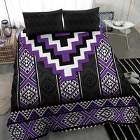 Purple Taniko Pattern Aotearoa Bedding Set Niho Taniwha Mix Poutama