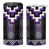Purple Taniko Pattern Aotearoa 4 in 1 Can Cooler Tumbler Niho Taniwha Mix Poutama LT14