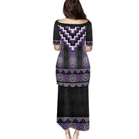 Purple Taniko Pattern Aotearoa Family Matching Puletasi and Hawaiian Shirt Niho Taniwha Mix Poutama LT14 - Polynesian Pride