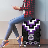 Purple Taniko Pattern Aotearoa Luggage Cover Niho Taniwha Mix Poutama
