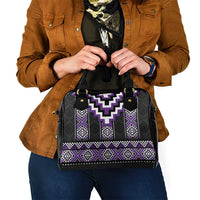 Purple Taniko Pattern Aotearoa Shoulder Handbag Niho Taniwha Mix Poutama