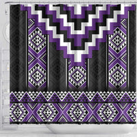 Purple Taniko Pattern Aotearoa Shower Curtain Niho Taniwha Mix Poutama