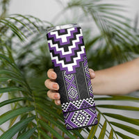 Purple Taniko Pattern Aotearoa Skinny Tumbler Niho Taniwha Mix Poutama LT14