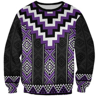 Purple Taniko Pattern Aotearoa Sweatshirt Niho Taniwha Mix Poutama LT14 Unisex Purple - Polynesian Pride