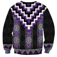 Purple Taniko Pattern Aotearoa Sweatshirt Niho Taniwha Mix Poutama LT14 - Polynesian Pride