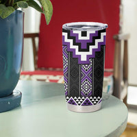 Purple Taniko Pattern Aotearoa Tumbler Cup Niho Taniwha Mix Poutama LT14 - Polynesian Pride