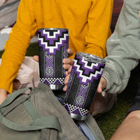 Purple Taniko Pattern Aotearoa Tumbler Cup Niho Taniwha Mix Poutama LT14 - Polynesian Pride