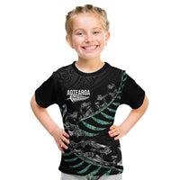 Custom New Zealand Silver Fern Rugby Kid T Shirt Aotearoa Kiwi Maori Pattern