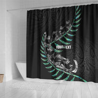 Custom New Zealand Silver Fern Rugby Shower Curtain Aotearoa Kiwi Maori Pattern LT14 - Polynesian Pride