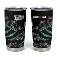 Custom New Zealand Silver Fern Rugby Tumbler Cup Aotearoa Kiwi Maori Pattern LT14 Black - Polynesian Pride