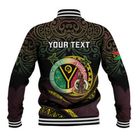 Personalised Vanuatu Baseball Jacket Yumi 46th Hapi Independens Dei - Black Version LT14 - Polynesian Pride