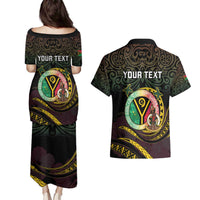 Personalised Vanuatu Couples Matching Puletasi and Hawaiian Shirt Yumi 46th Hapi Independens Dei - Black Version LT14 - Polynesian Pride