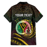 Personalised Vanuatu Family Matching Off The Shoulder Long Sleeve Dress and Hawaiian Shirt Yumi 46th Hapi Independens Dei - Black Version LT14 - Polynesian Pride