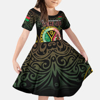 Personalised Vanuatu Family Matching Off Shoulder Short Dress and Hawaiian Shirt Yumi 46th Hapi Independens Dei - Black Version LT14 Daughter's Dress Black - Polynesian Pride