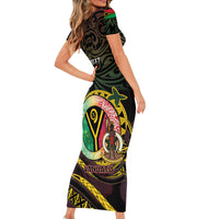 Personalised Vanuatu Family Matching Short Sleeve Bodycon Dress and Hawaiian Shirt Yumi 46th Hapi Independens Dei - Black Version LT14 - Polynesian Pride