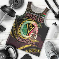 Personalised Vanuatu Men Tank Top Yumi 45th Hapi Independens Dei - Black Version LT14