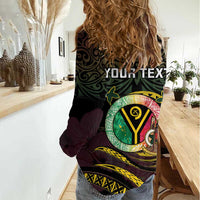 Personalised Vanuatu Women Casual Shirt Yumi 45th Hapi Independens Dei - Black Version LT14