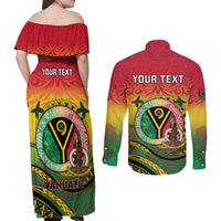Personalised Vanuatu Couples Matching Off Shoulder Maxi Dress and Long Sleeve Button Shirt Yumi 46th Hapi Independens Dei - Reggae Version LT14 - Polynesian Pride