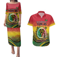 Personalised Vanuatu Couples Matching Puletasi and Hawaiian Shirt Yumi 46th Hapi Independens Dei - Reggae Version LT14 Reggae - Polynesian Pride
