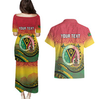 Personalised Vanuatu Couples Matching Puletasi and Hawaiian Shirt Yumi 46th Hapi Independens Dei - Reggae Version LT14 - Polynesian Pride