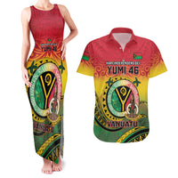 Personalised Vanuatu Couples Matching Tank Maxi Dress and Hawaiian Shirt Yumi 46th Hapi Independens Dei - Reggae Version LT14 Reggae - Polynesian Pride